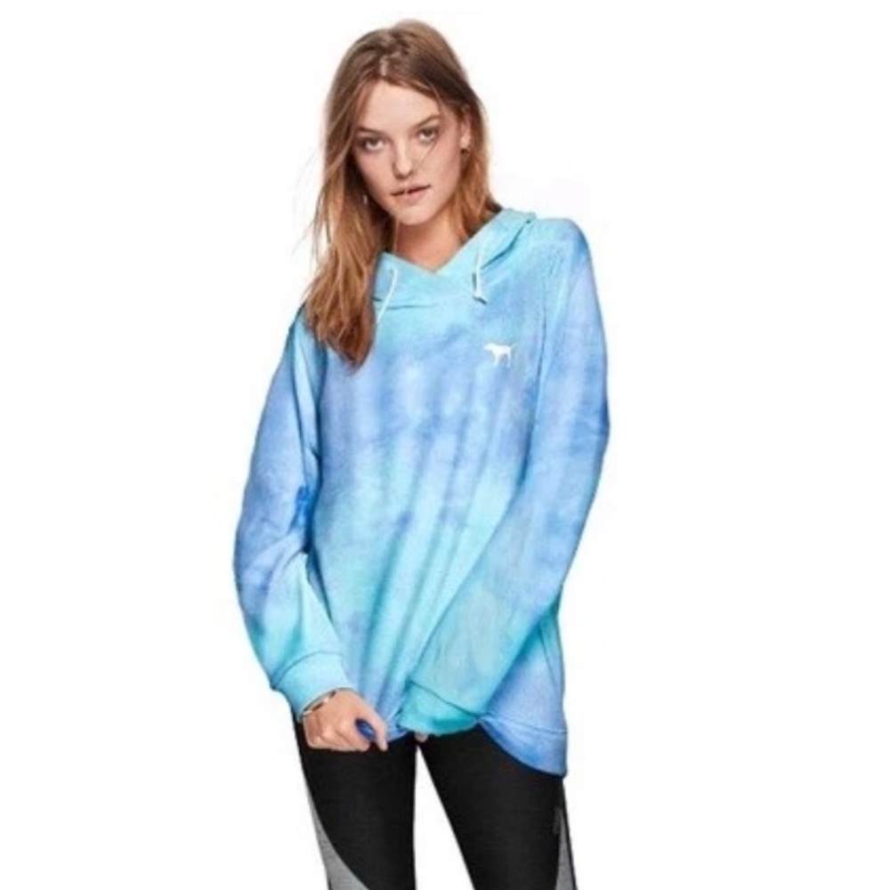 Pink Victoria's Secret Blue and Green Tie-Dye Sweatshirt medium - Picture 1 of 6